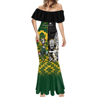 Custom South Africa And Aotearoa Rugby Mermaid Dress 2023 Springboks Kente Combine All Black Maori Fern LT14 - Polynesian Pride