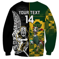 Custom South Africa And Aotearoa Rugby Sweatshirt 2023 Springboks Kente Combine All Black Maori Fern LT14 - Polynesian Pride