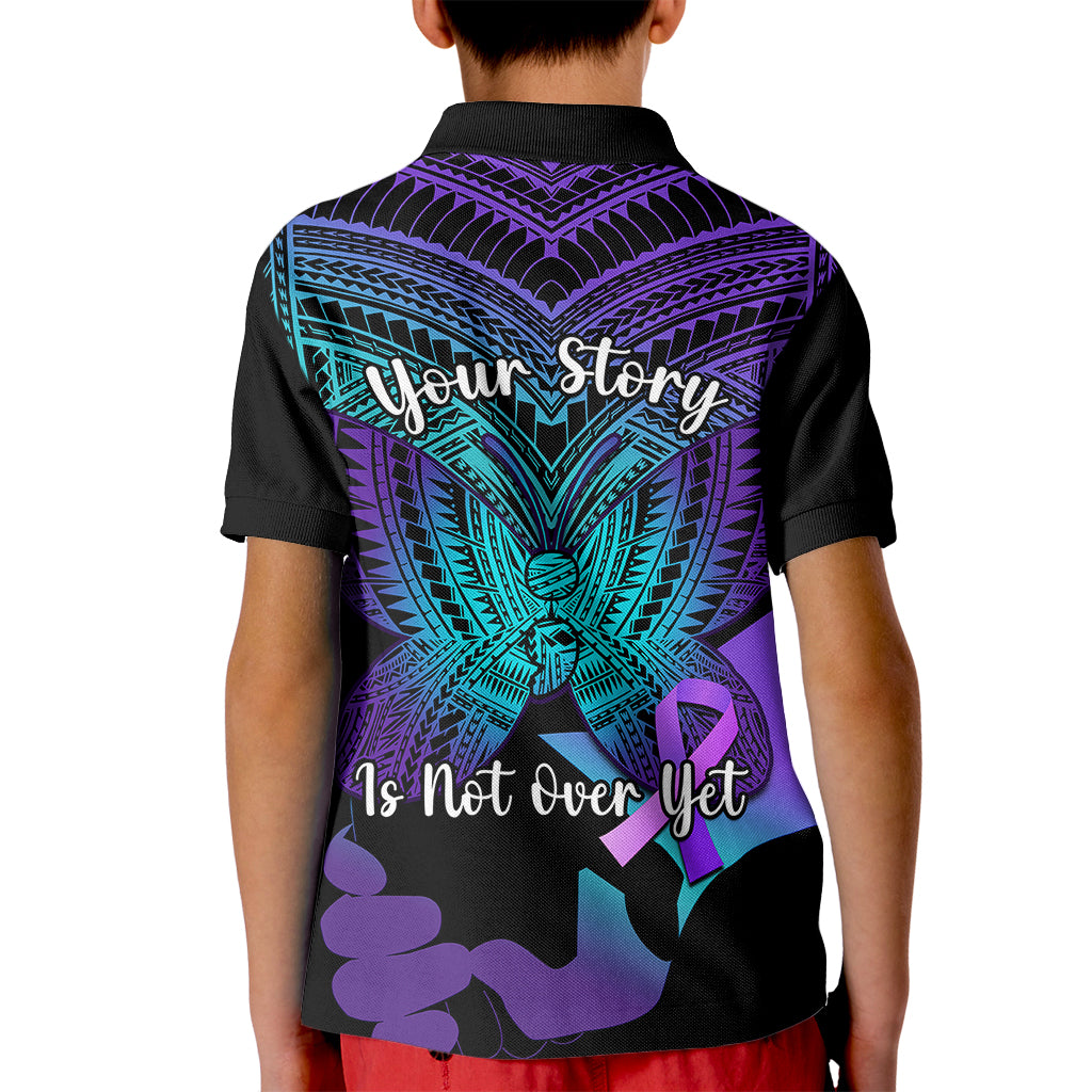 Suicide Awareness Your Story Is Not Over Yet Kid Polo Shirt Polynesian Butterfly Tattoo LT14 - Polynesian Pride