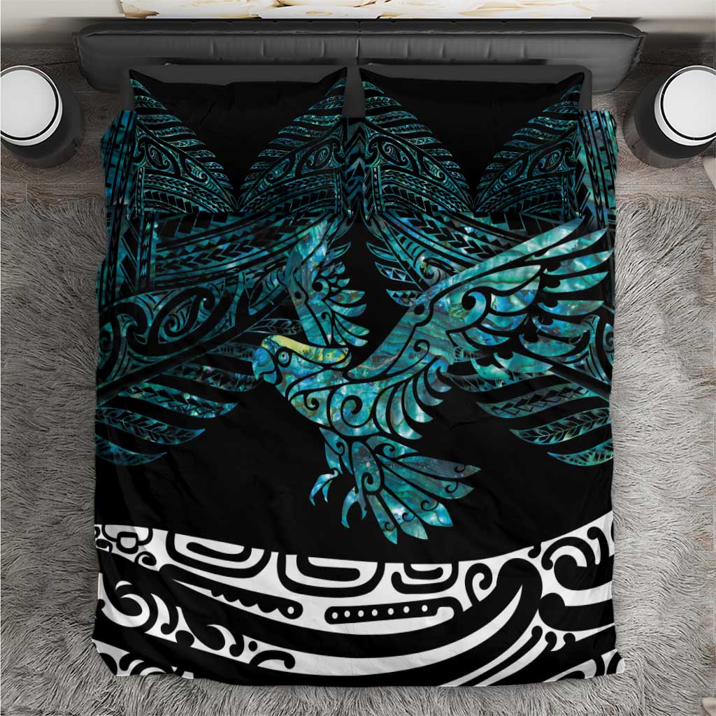 New Zealand Sulphur-crested Cockatoo Bedding Set Aotearoa Maori Mix Paua Shell LT14 Turquoise - Polynesian Pride