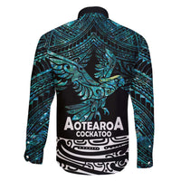 New Zealand Sulphur-crested Cockatoo Family Matching Long Sleeve Bodycon Dress and Hawaiian Shirt Aotearoa Maori Mix Paua Shell