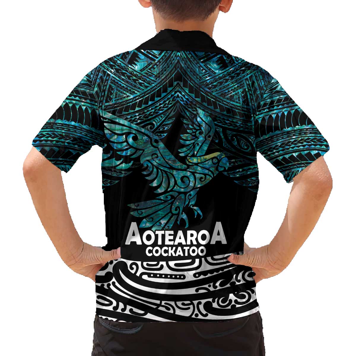 New Zealand Sulphur-crested Cockatoo Family Matching Puletasi and Hawaiian Shirt Aotearoa Maori Mix Paua Shell