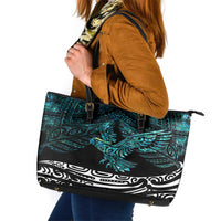 New Zealand Sulphur-crested Cockatoo Leather Tote Bag Aotearoa Maori Mix Paua Shell