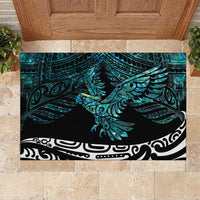 New Zealand Sulphur-crested Cockatoo Rubber Doormat Aotearoa Maori Mix Paua Shell