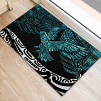 New Zealand Sulphur-crested Cockatoo Rubber Doormat Aotearoa Maori Mix Paua Shell