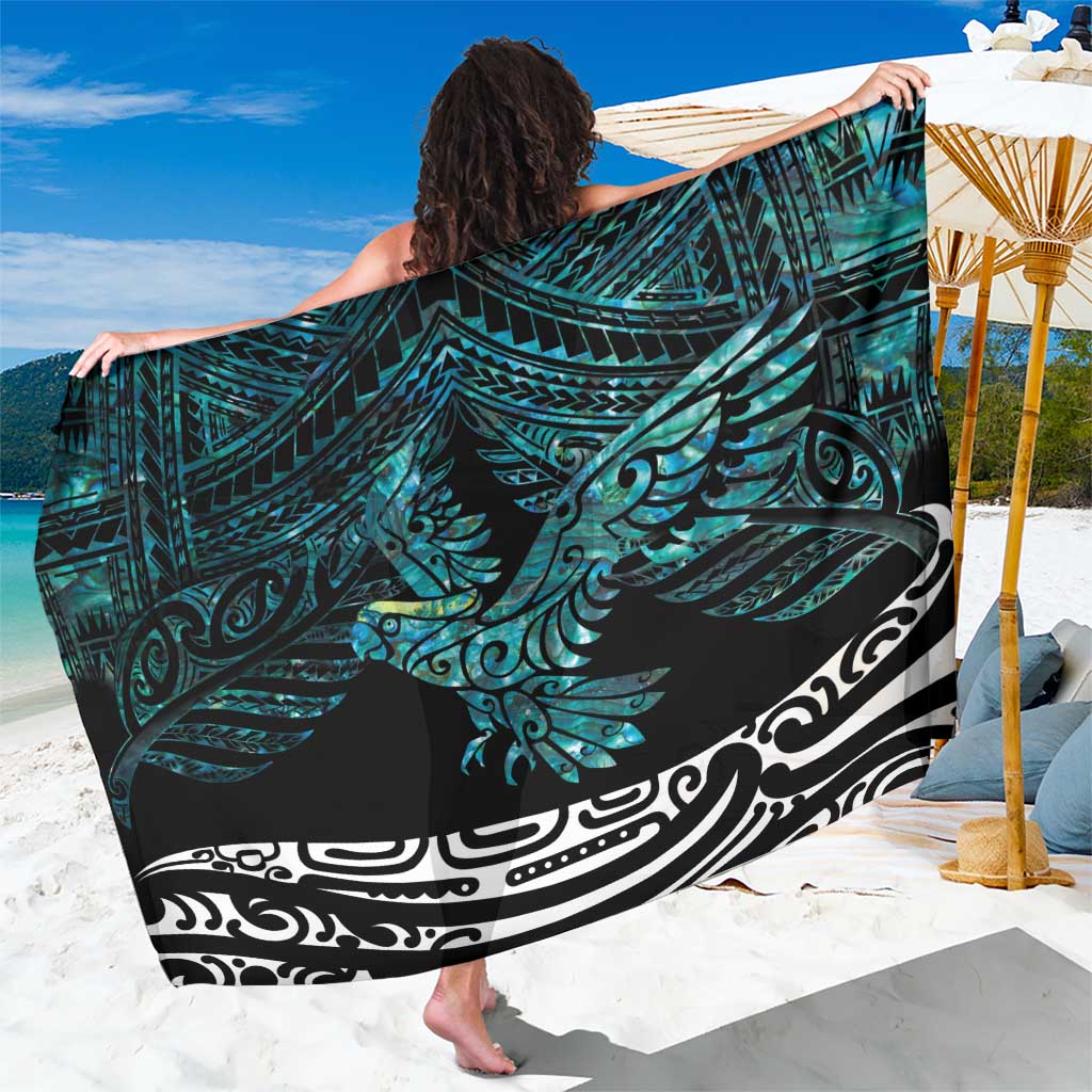 New Zealand Sulphur-crested Cockatoo Sarong Aotearoa Maori Mix Paua Shell LT14 One Size 44 x 66 inches Turquoise - Polynesian Pride