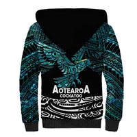 New Zealand Sulphur-crested Cockatoo Sherpa Hoodie Aotearoa Maori Mix Paua Shell