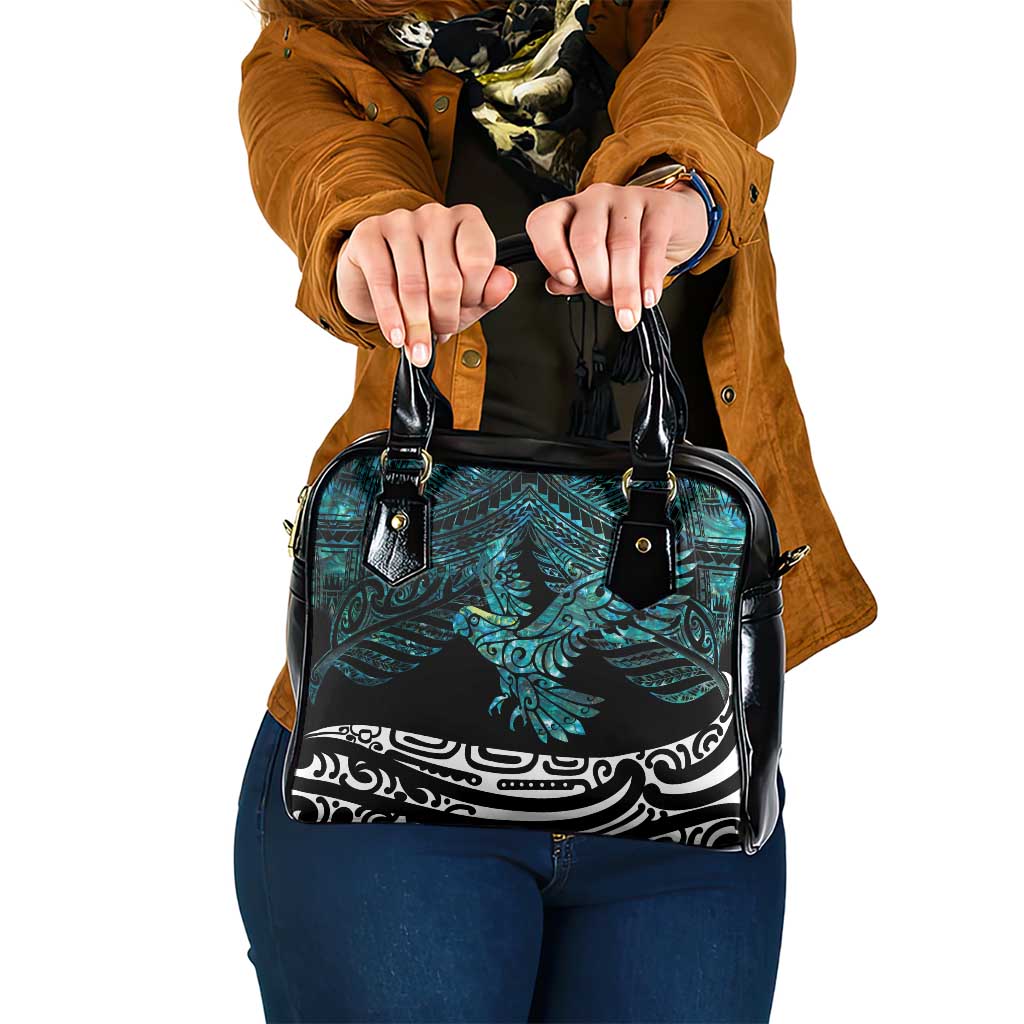New Zealand Sulphur-crested Cockatoo Shoulder Handbag Aotearoa Maori Mix Paua Shell LT14 One Size Turquoise - Polynesian Pride