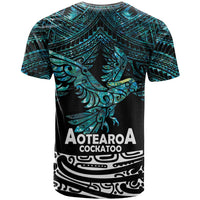 New Zealand Sulphur-crested Cockatoo T Shirt Aotearoa Maori Mix Paua Shell
