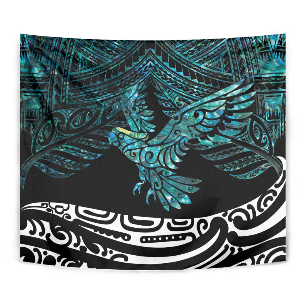 New Zealand Sulphur-crested Cockatoo Tapestry Aotearoa Maori Mix Paua Shell