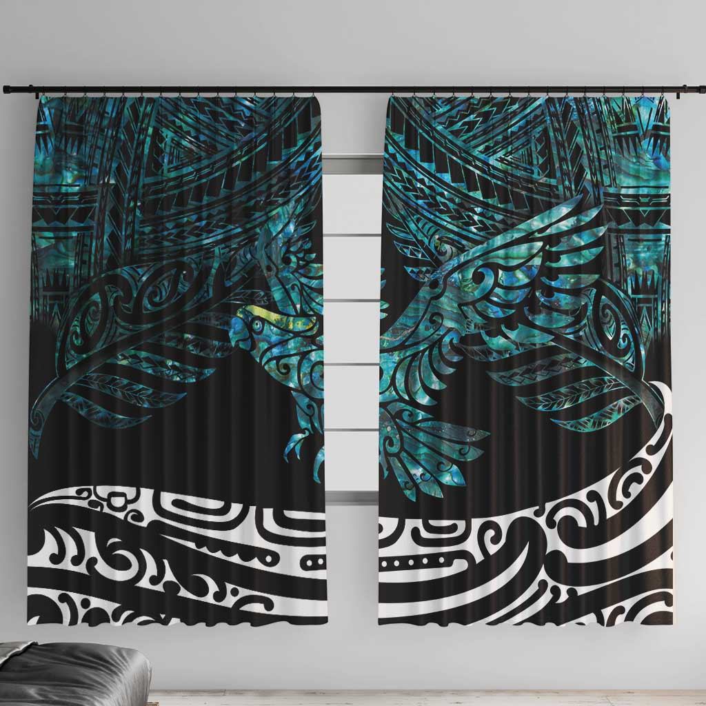 New Zealand Sulphur-crested Cockatoo Window Curtain Aotearoa Maori Mix Paua Shell