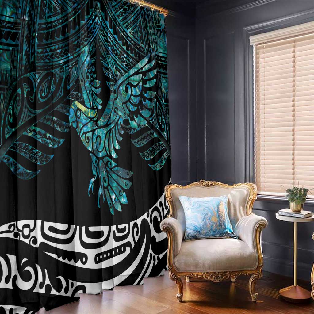 New Zealand Sulphur-crested Cockatoo Window Curtain Aotearoa Maori Mix Paua Shell