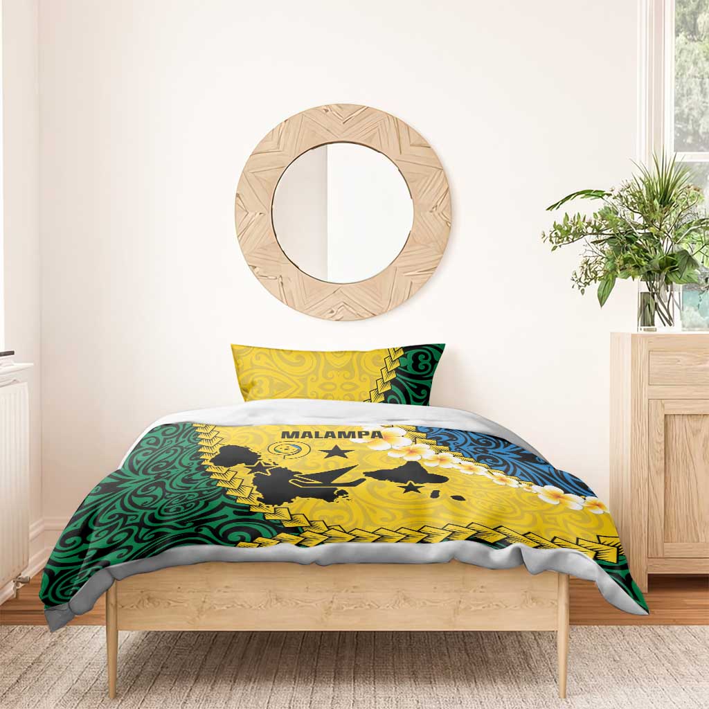 Malampa Province Bedding Set Vanuatu Map - Plumeria Flag Color