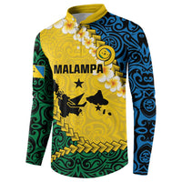 Malampa Province Button Sweatshirt Vanuatu Map - Plumeria Flag Color