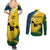 Malampa Province Couples Matching Summer Maxi Dress and Long Sleeve Button Shirt Vanuatu Map - Plumeria Flag Color