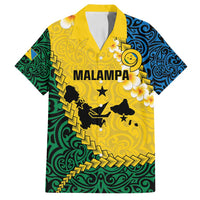 Malampa Province Family Matching Long Sleeve Bodycon Dress and Hawaiian Shirt Vanuatu Map - Plumeria Flag Color