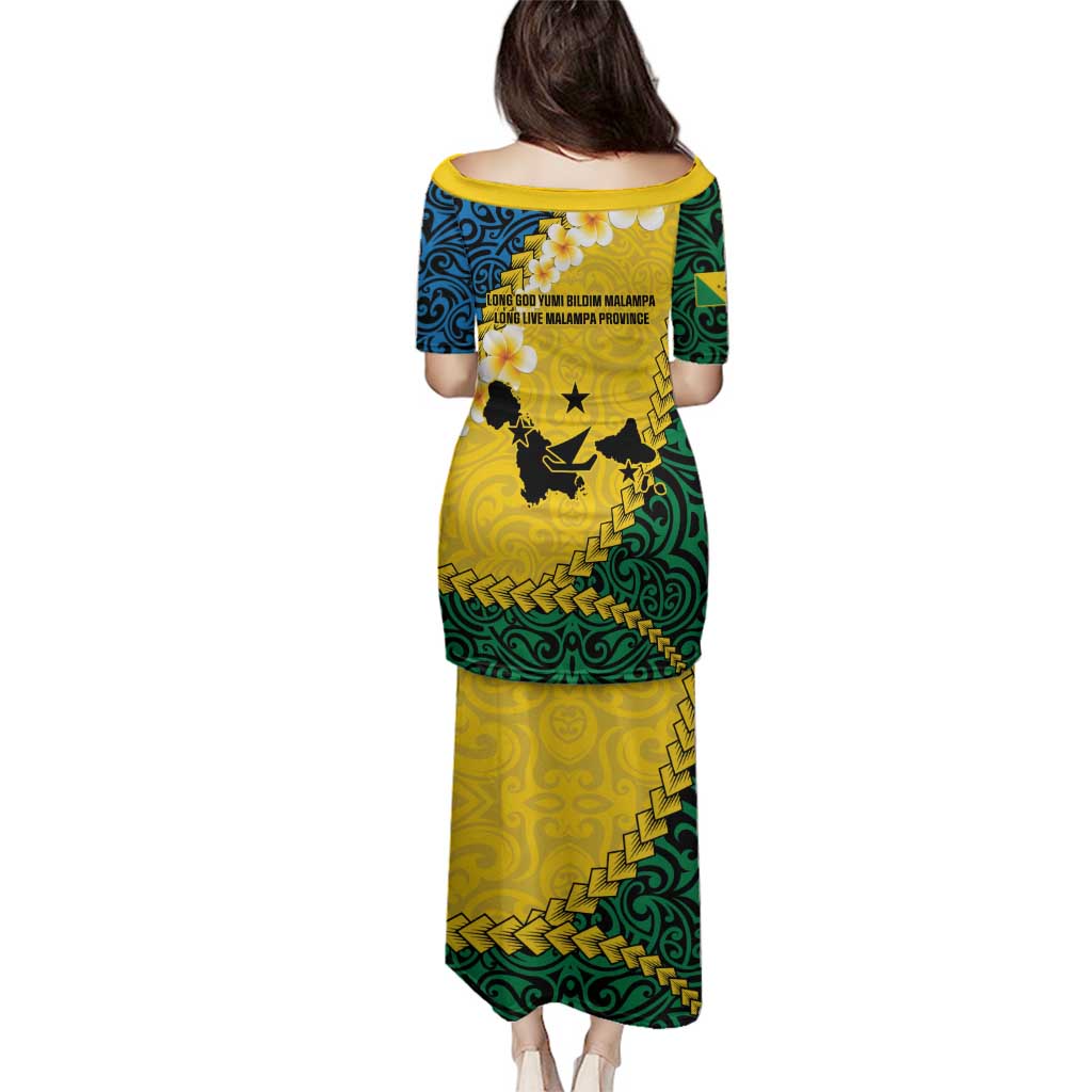 Malampa Province Family Matching Puletasi and Hawaiian Shirt Vanuatu Map - Plumeria Flag Color