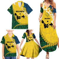 Malampa Province Family Matching Summer Maxi Dress and Hawaiian Shirt Vanuatu Map - Plumeria Flag Color