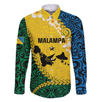 Malampa Province Family Matching Tank Maxi Dress and Hawaiian Shirt Vanuatu Map - Plumeria Flag Color