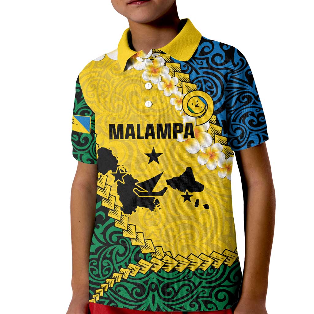 Malampa Province Kid Polo Shirt Vanuatu Map - Plumeria Flag Color