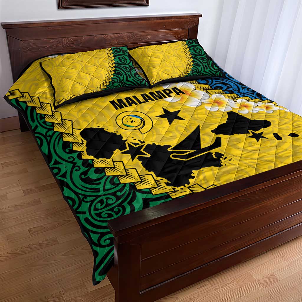 Malampa Province Quilt Bed Set Vanuatu Map - Plumeria Flag Color