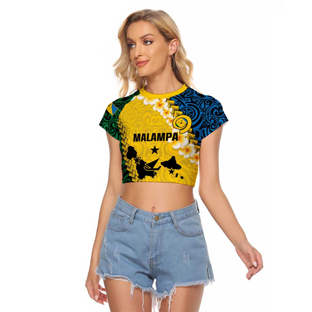 Malampa Province Raglan Cropped T Shirt Vanuatu Map - Plumeria Flag Color