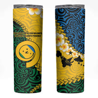 Malampa Province Skinny Tumbler Vanuatu Pattern Map With Plumeria Flag Color