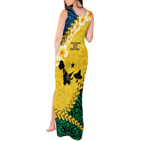 Malampa Province Tank Maxi Dress Vanuatu Map - Plumeria Flag Color