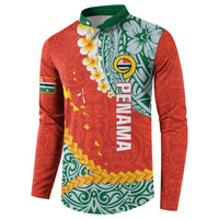 Penama Province Button Sweatshirt Vanuatu Map - Plumeria Flag Color