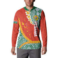 Penama Province Button Sweatshirt Vanuatu Map - Plumeria Flag Color