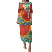 Penama Province Family Matching Puletasi and Hawaiian Shirt Vanuatu Map - Plumeria Flag Color