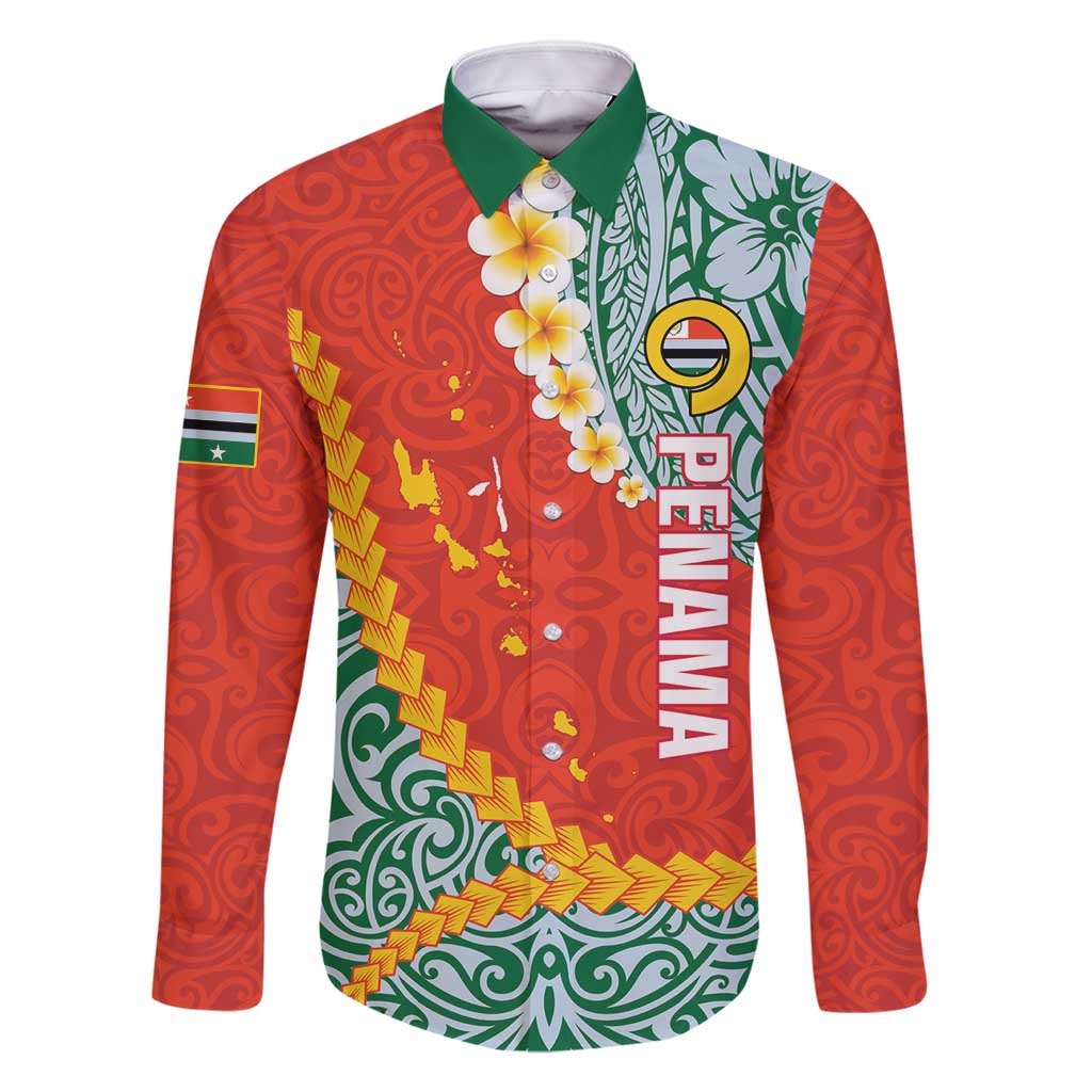 Penama Province Family Matching Summer Maxi Dress and Hawaiian Shirt Vanuatu Map - Plumeria Flag Color