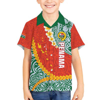 Penama Province Kid Hawaiian Shirt Vanuatu Map - Plumeria Flag Color