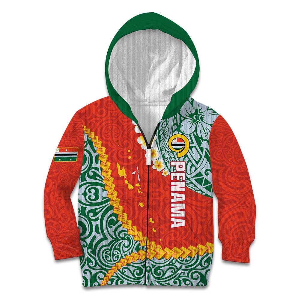 Penama Province Kid Hoodie Vanuatu Map - Plumeria Flag Color