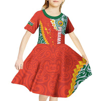 Penama Province Kid Short Sleeve Dress Vanuatu Map - Plumeria Flag Color