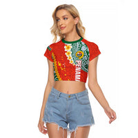 Penama Province Raglan Cropped T Shirt Vanuatu Map - Plumeria Flag Color