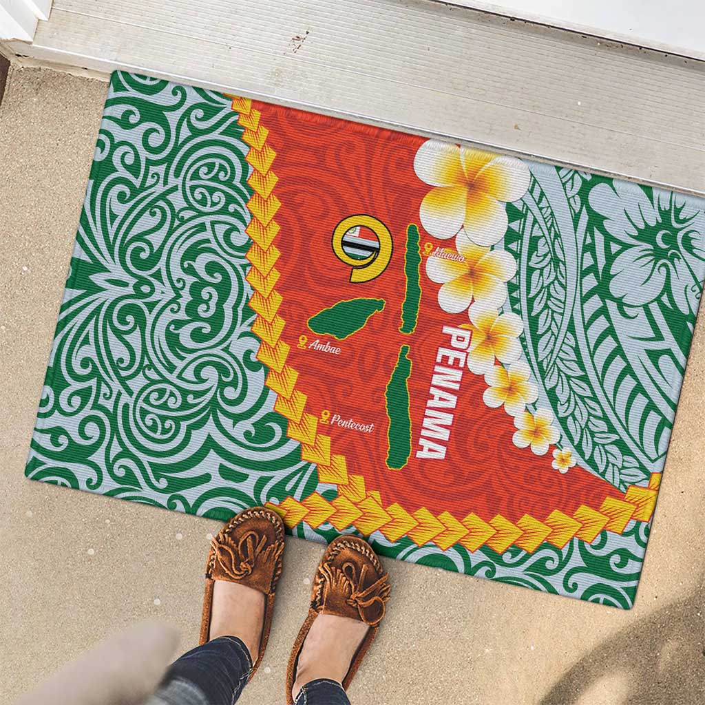 Penama Province Rubber Doormat Vanuatu Map - Plumeria Flag Color
