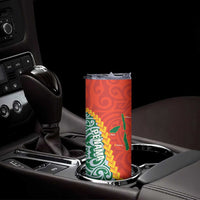 Penama Province Skinny Tumbler Vanuatu Pattern Map With Plumeria Flag Color