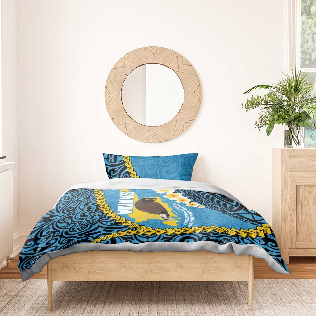 Sanma Province Bedding Set Vanuatu Pattern Myna Bird - Plumeria Flag Color