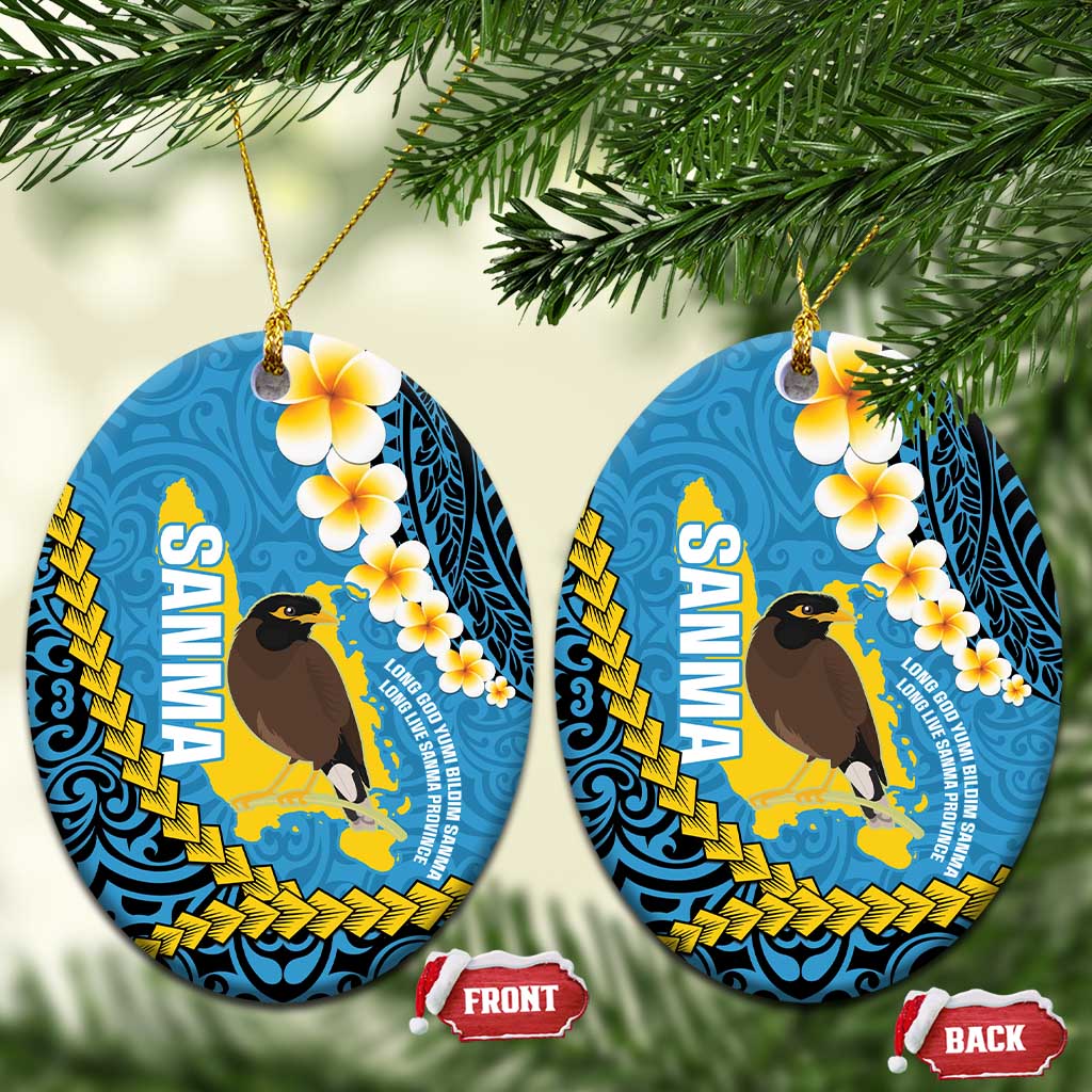 Sanma Province Ceramic Ornament Vanuatu Pattern Myna Bird - Plumeria Flag Color