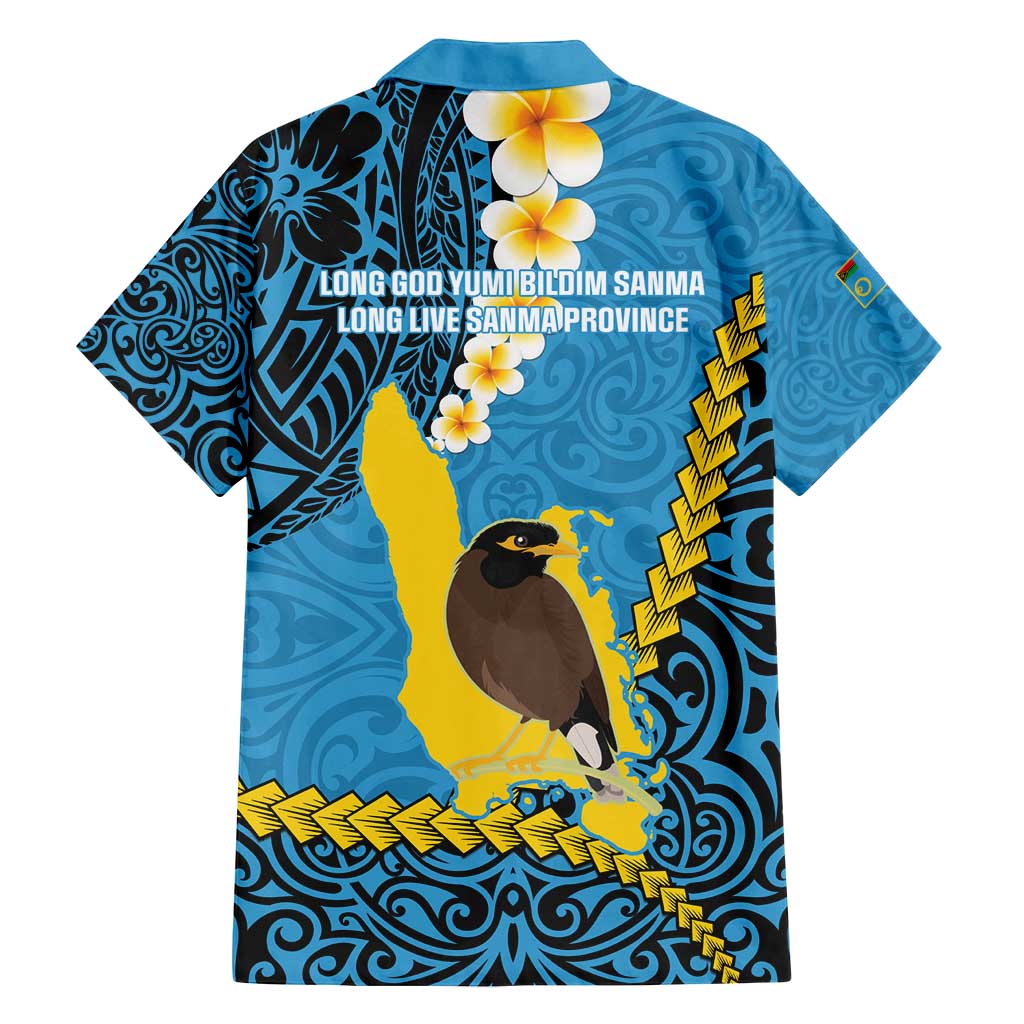 Sanma Province Family Matching Long Sleeve Bodycon Dress and Hawaiian Shirt Vanuatu Pattern Myna Bird - Plumeria Flag Color