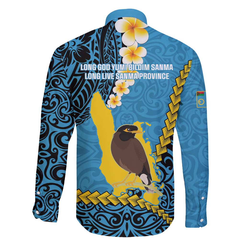 Sanma Province Family Matching Puletasi and Hawaiian Shirt Vanuatu Pattern Myna Bird - Plumeria Flag Color