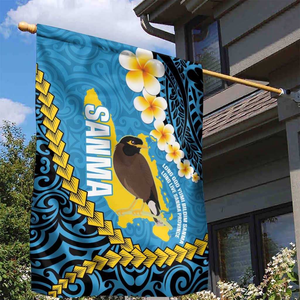 Sanma Province Garden Flag Vanuatu Pattern Myna Bird - Plumeria Flag Color