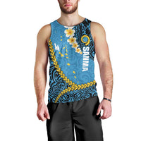 Sanma Province Men Tank Top Vanuatu Pattern Myna Bird - Plumeria Flag Color