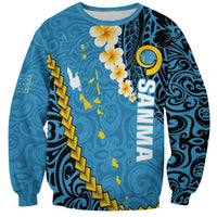Sanma Province Sweatshirt Vanuatu Pattern Myna Bird - Plumeria Flag Color