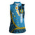 Sanma Province Women Sleeveless Polo Shirt Vanuatu Pattern Myna Bird - Plumeria Flag Color