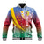 Shefa Province Baseball Jacket Vanuatu Pattern Map - Plumeria Flag Color