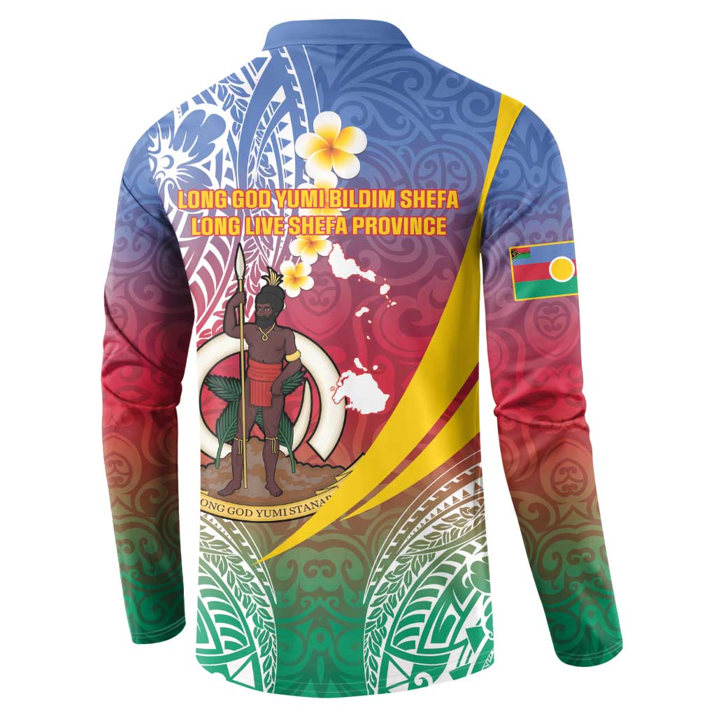 Shefa Province Button Sweatshirt Vanuatu Pattern Map - Plumeria Flag Color