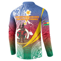 Shefa Province Button Sweatshirt Vanuatu Pattern Map - Plumeria Flag Color