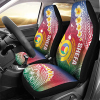 Shefa Province Car Seat Cover Vanuatu Pattern Map - Plumeria Flag Color